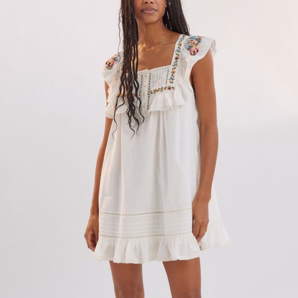 Urban outfitters Embroidered White Dress